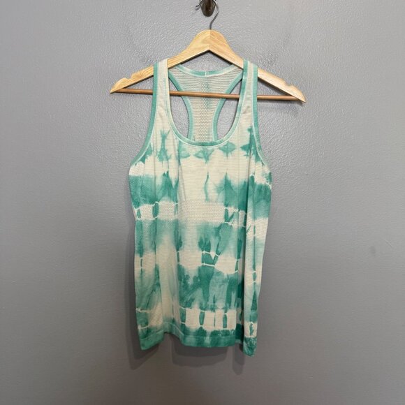 LULULEMON heather tranquil blue tie dye swiftly tank size 10 - Picture 1 of 7